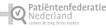 Logo van Patiëntenfederatie Nederland. Slogan: Samen de zorg beter maken